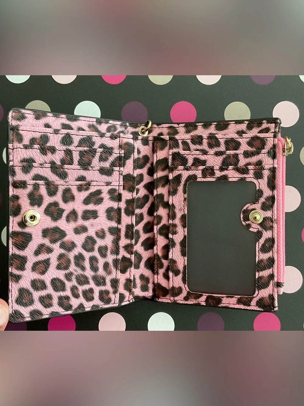 Leopard Pink Small Bifold Slim Mini Wallet